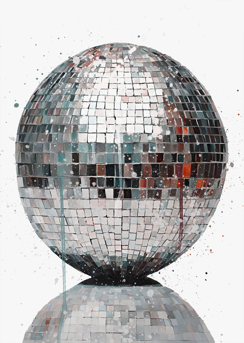 Disco Ball 'Teal & Red' Wall Art Print