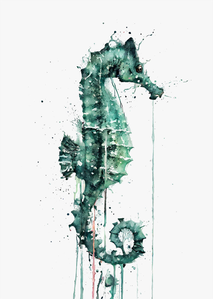 Seahorse Watercolour Wall Art Print