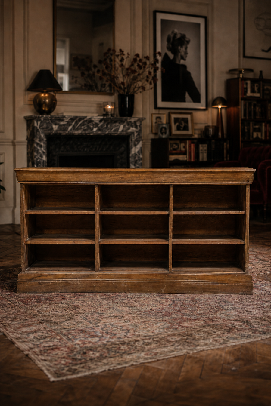 Large Edwardian Oak Library Bookcase / Display Shelving