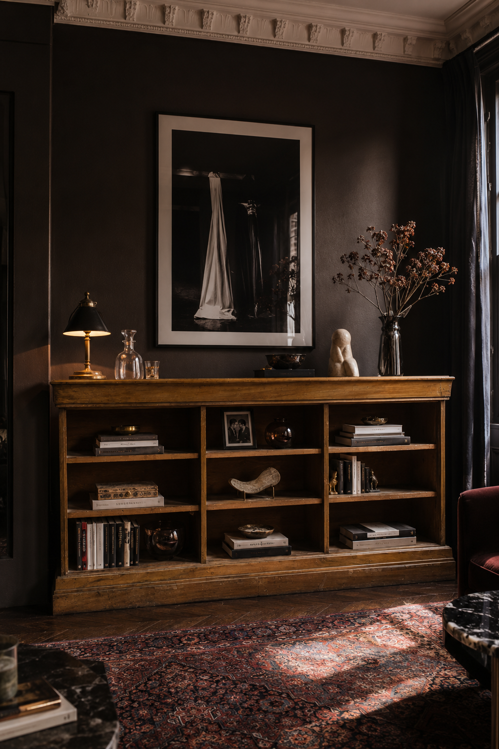 Large Edwardian Oak Library Bookcase / Display Shelving