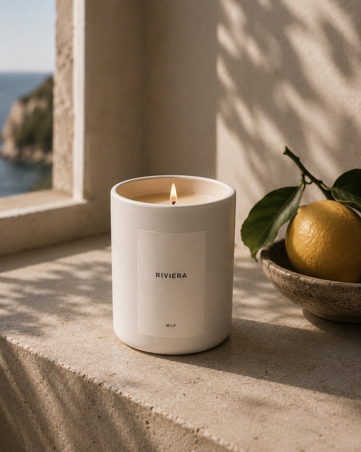 Luxuriöse handgegossene Kerze 'Mykonos Breeze'