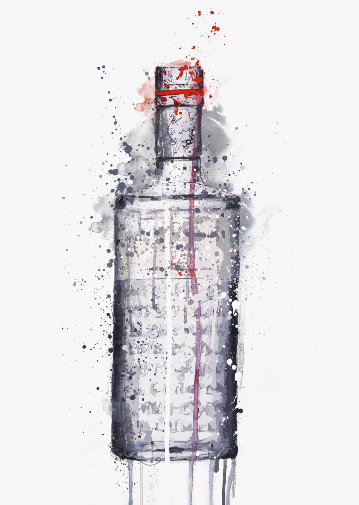 Gin Flaschen Wand Kunstdruck 'Steel Grey'