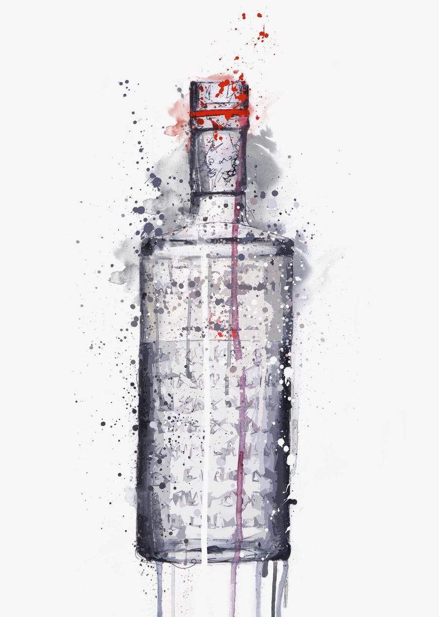 Gin Flaschen Wand Kunstdruck 'Steel Grey'