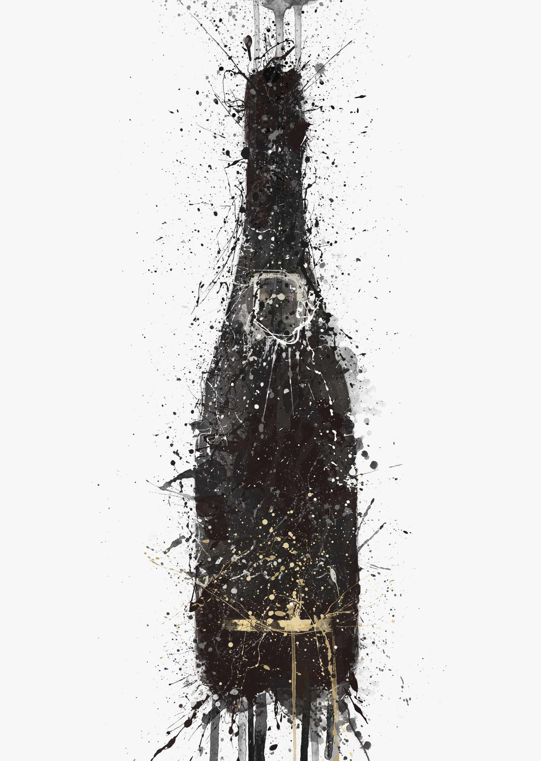 Champagne Bottle Wall Art Print 'Black Fizz'-We Love Prints