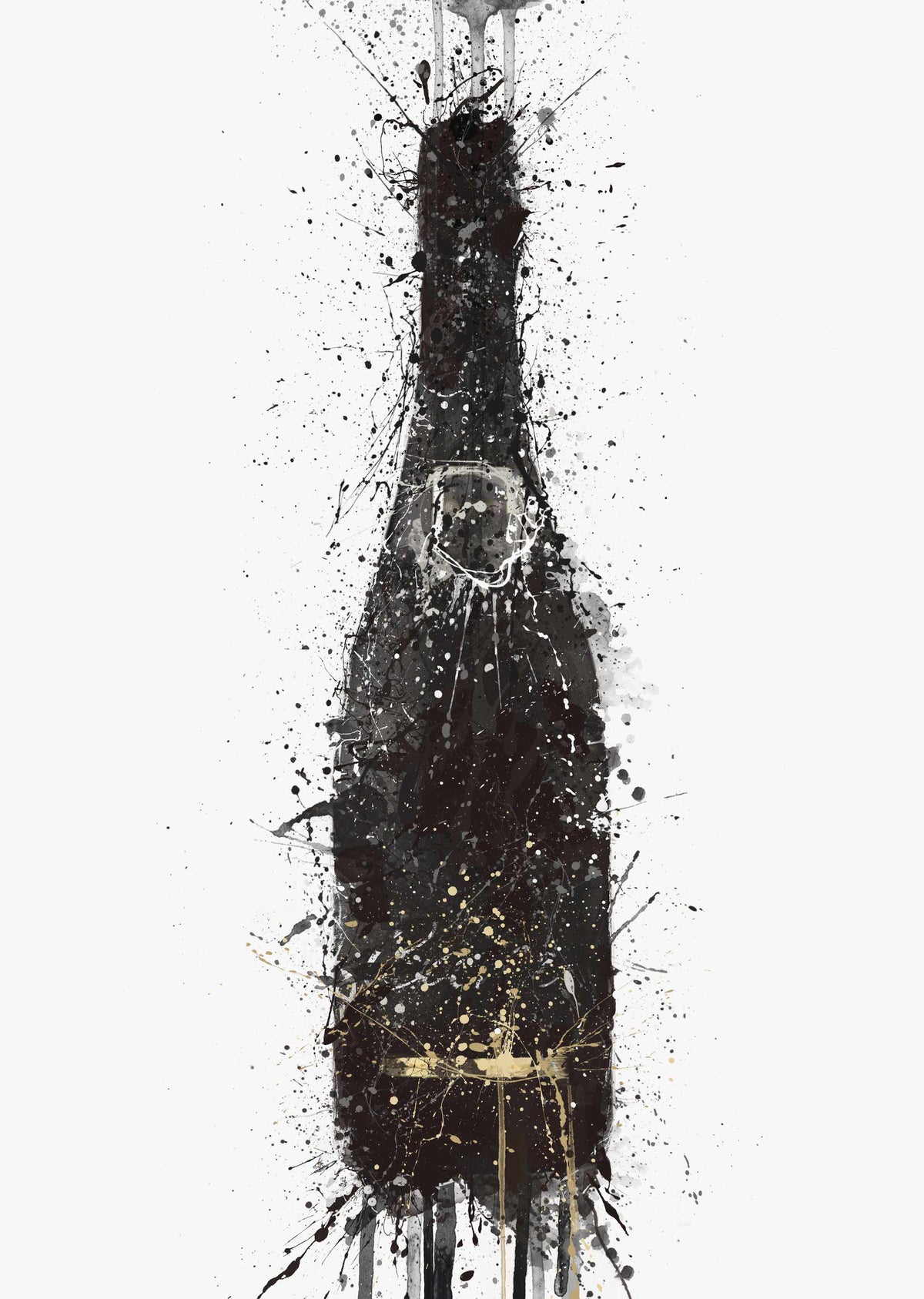 Sektflasche Wand Kunstdruck 'Black Fizz'