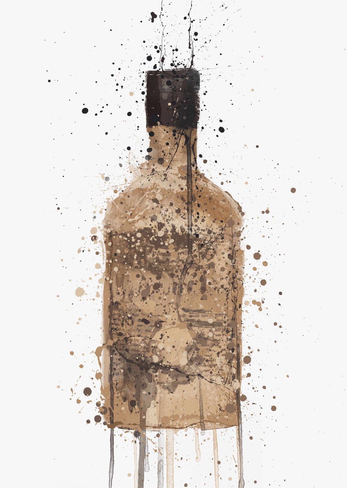Gin Bottle Wall Art Print 'Tan'