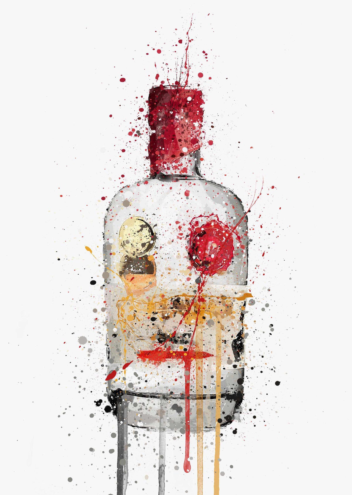Gin Flasche Wand Kunstdruck 'Crimson'