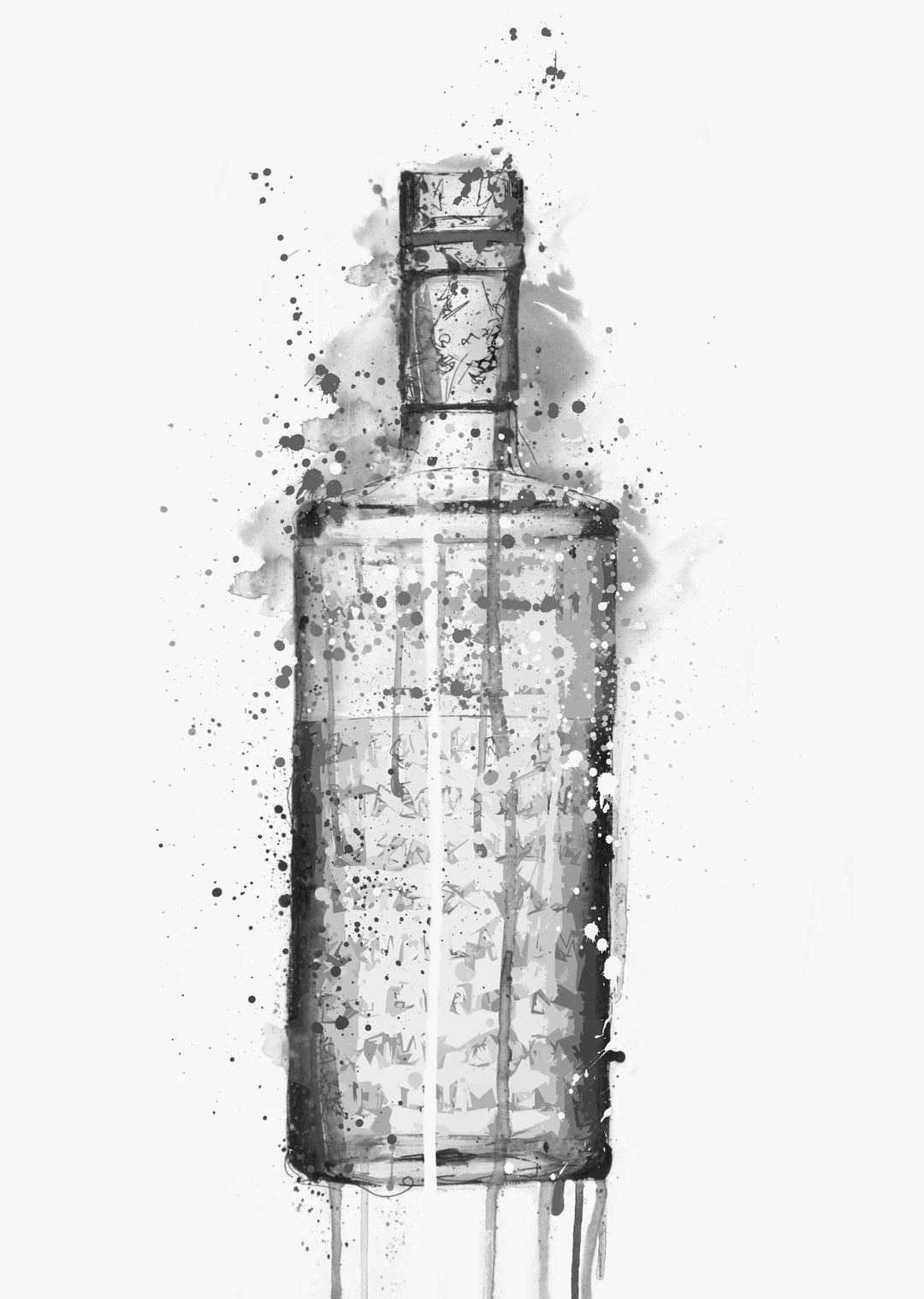 Gin Bottle Wall Art 'Steel Grey' (Grey Edition)-We Love Prints