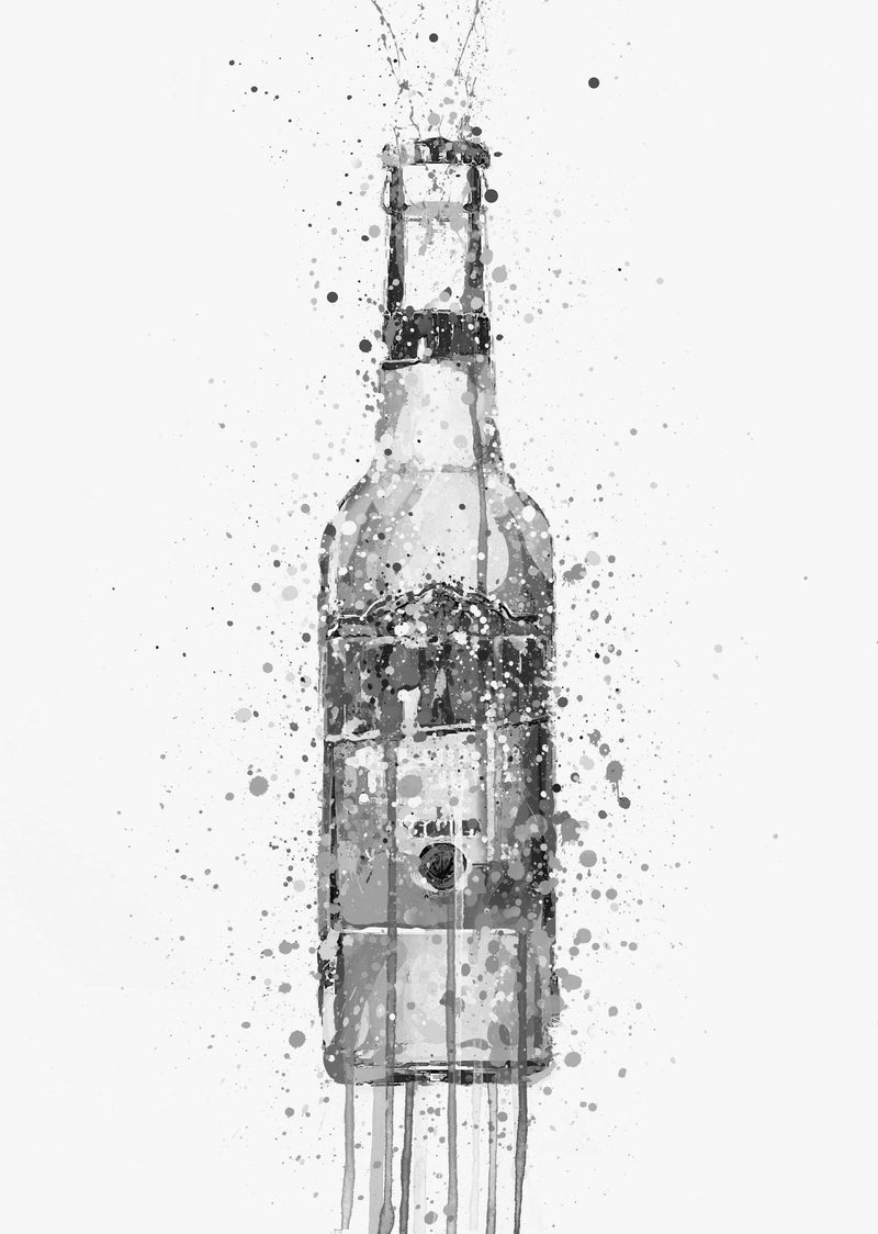 Beer Bottle Wall Art Print 'Aztec Gold' (Grey Edition)
