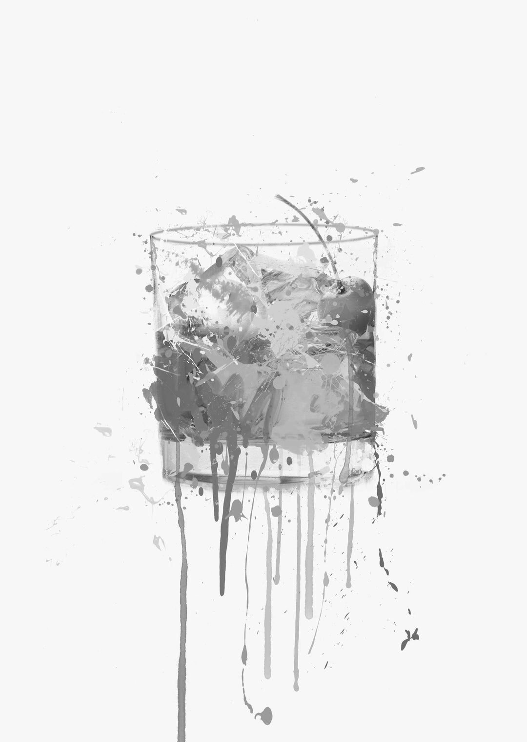 Old Fashioned Cocktail Wall Art Print (Grey Edition)-We Love Prints
