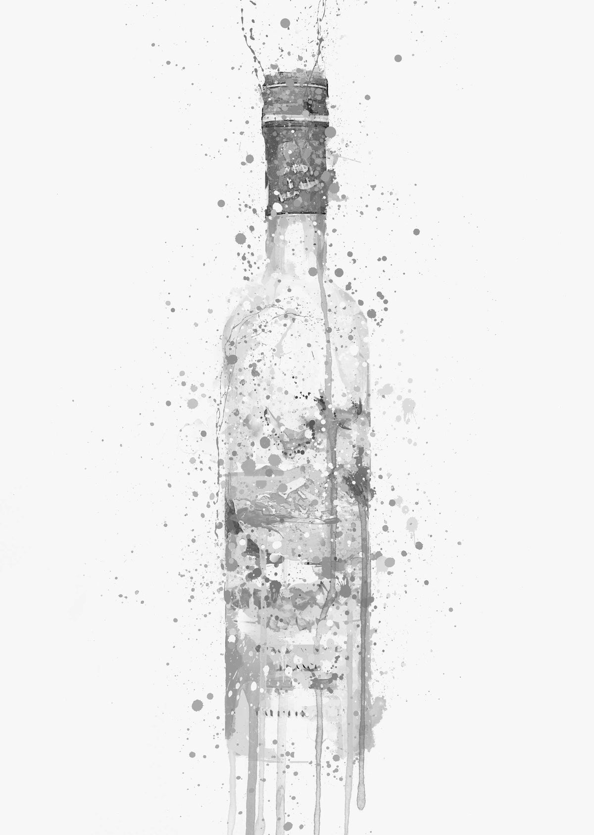 Vodka Bottle Wall Art Print 'Frost' (Grey Edition)