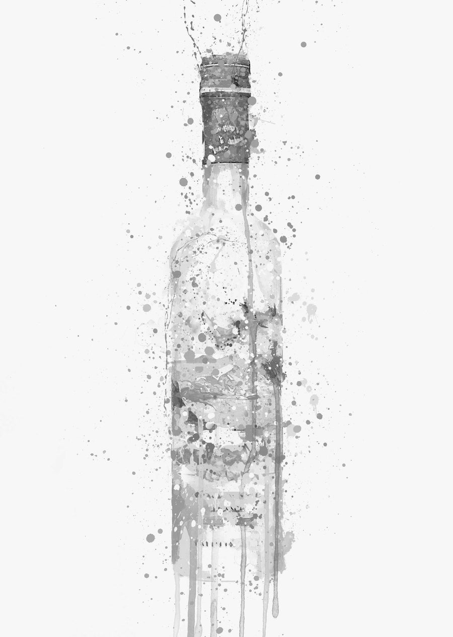 Vodka Bottle Wall Art Print 'Frost' (Grey Edition)