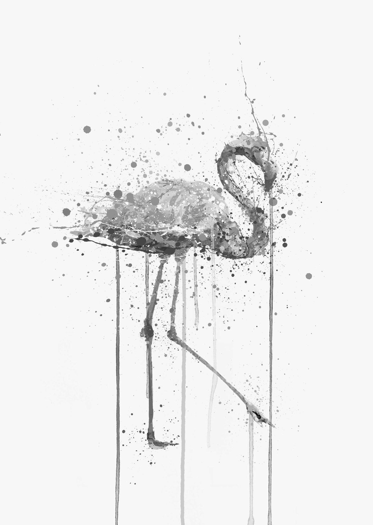 Rosa Flamingo-Wand-Kunstdruck (graue Ausgabe)