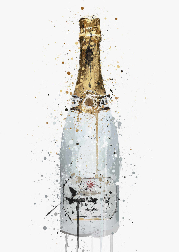 Champagne Bottle Wall Art Print 'Blanc'-We Love Prints