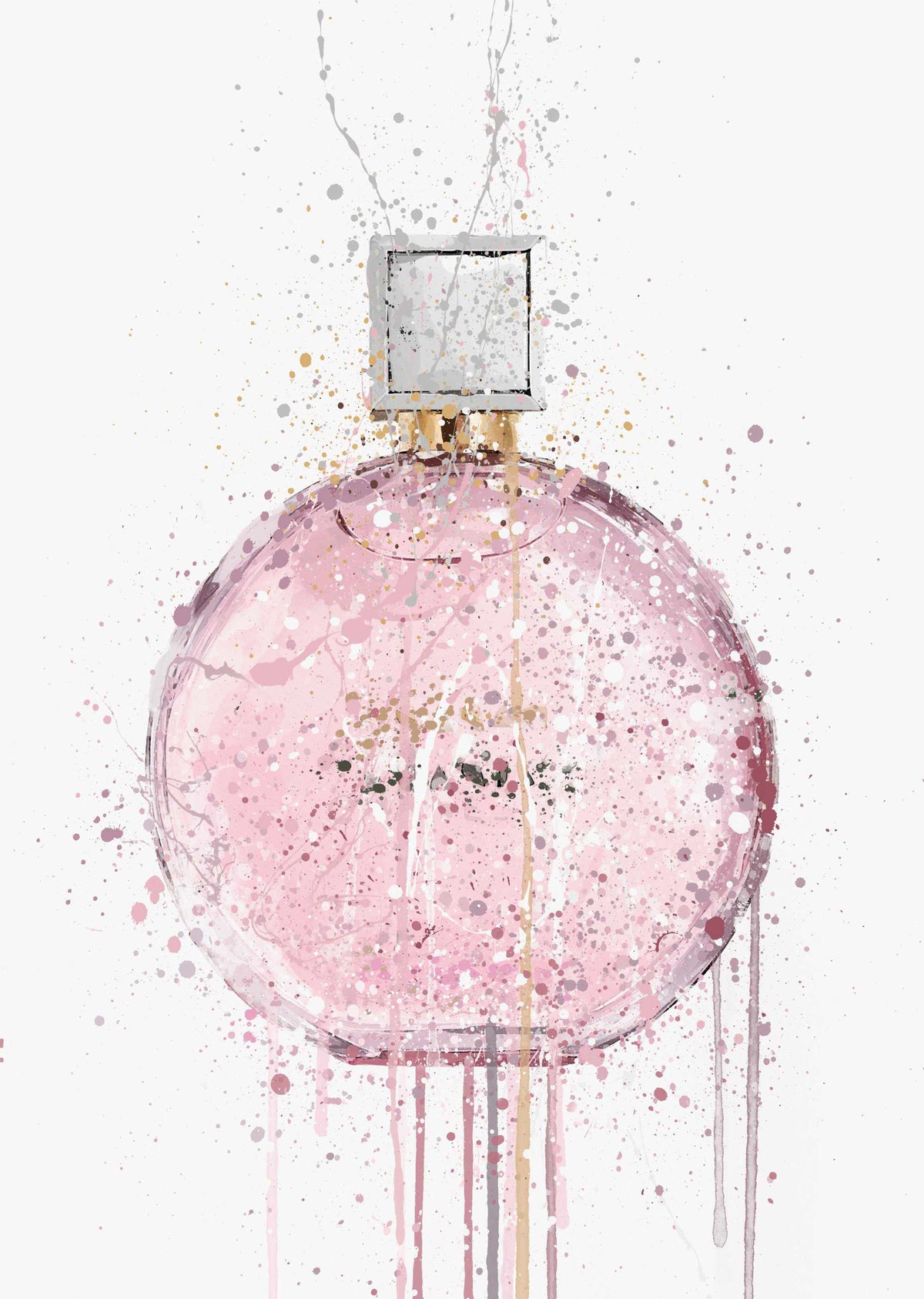 Fragrance Bottle Wall Art Print 'Pastel Pink'
