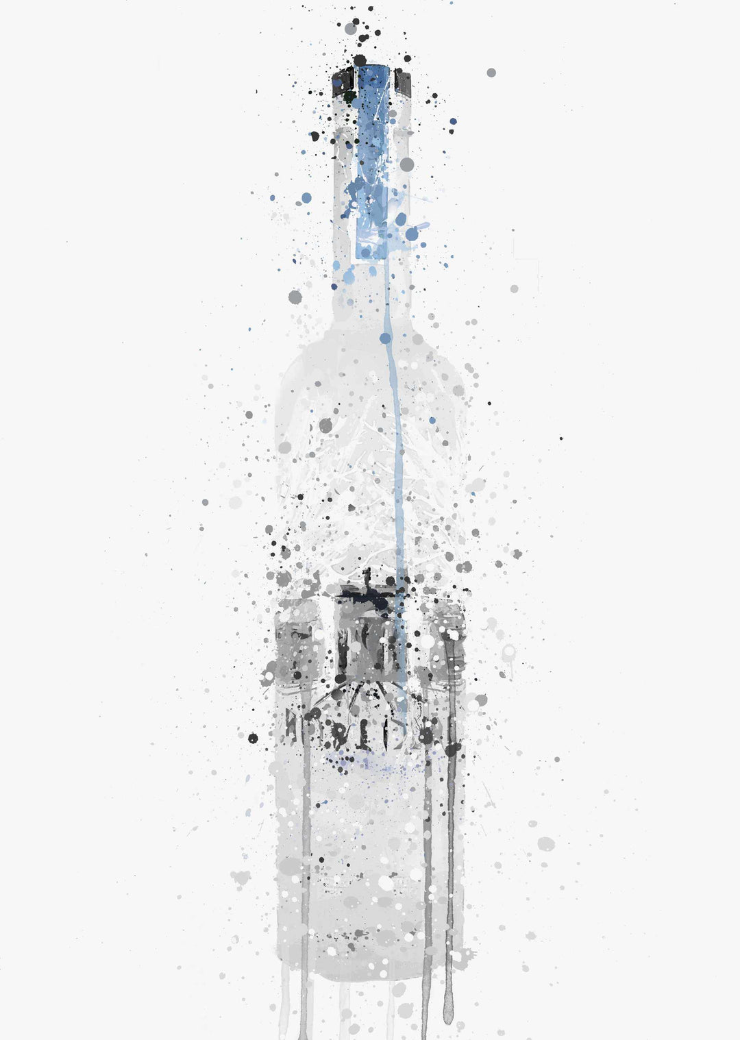 Liquor Bottle Wall Art Print 'Light Grey'-We Love Prints