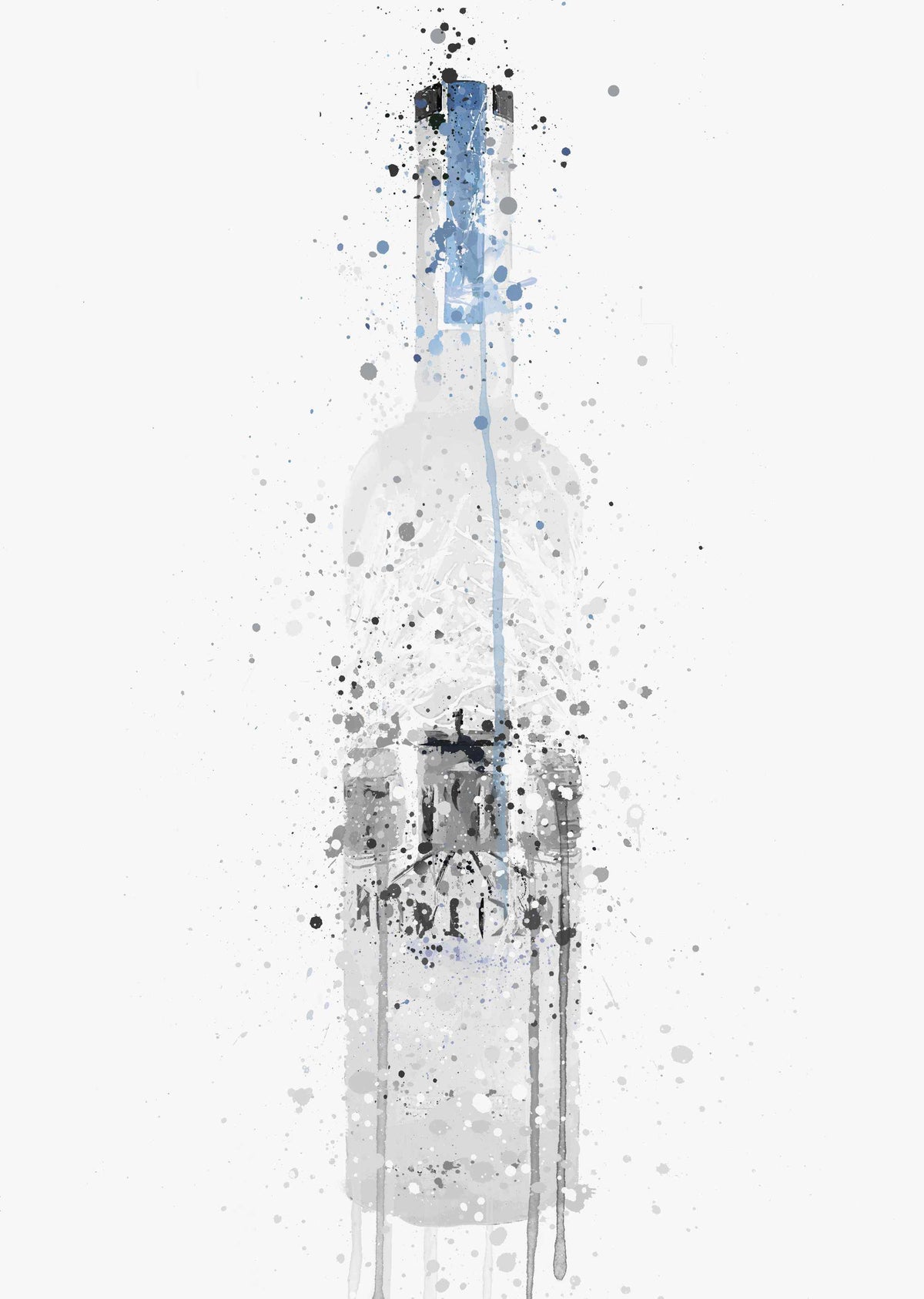 Vodka Bottle Wall Art Print 'Light Grey'