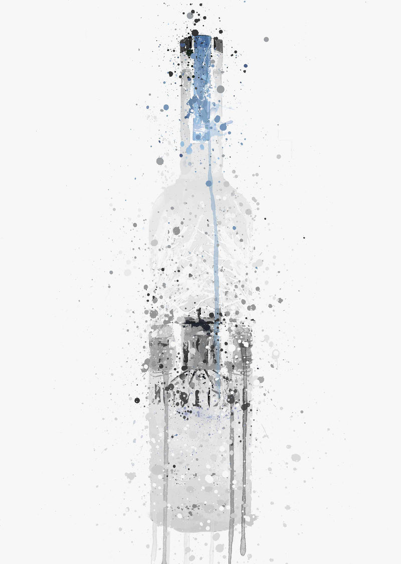 Vodka Bottle Wall Art Print 'Light Grey'