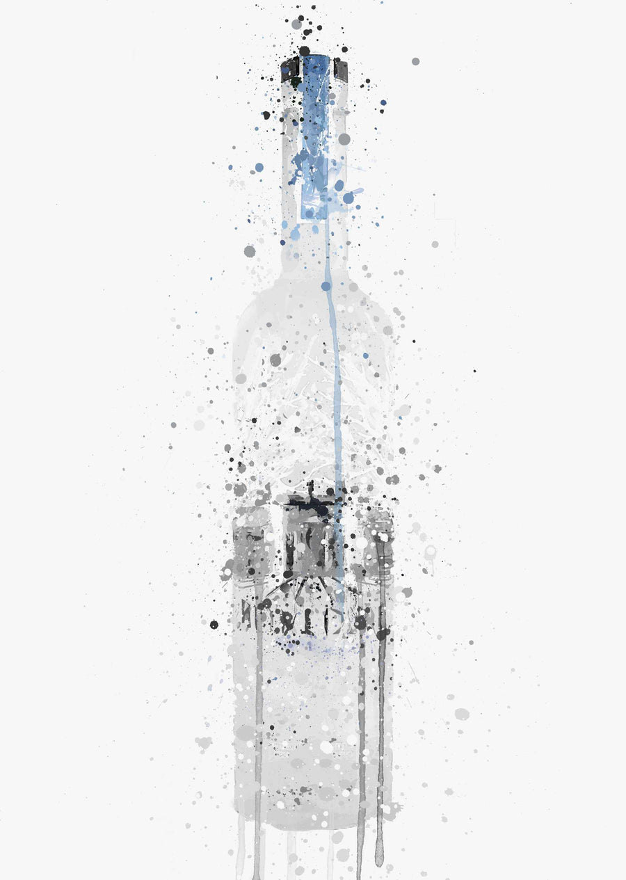 Vodka Bottle Wall Art Print 'Light Grey'