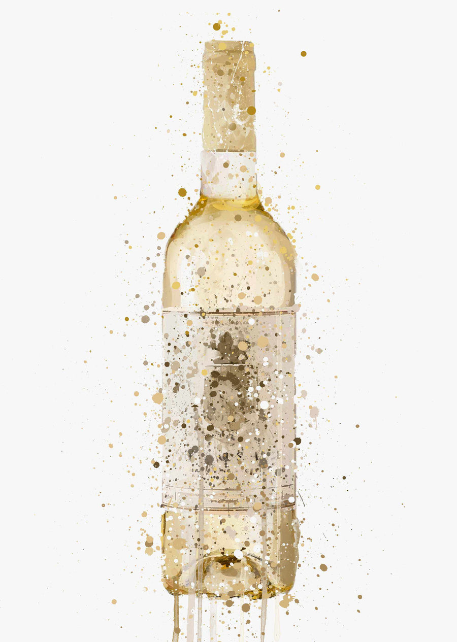 Weißwein Flasche Wand Kunstdruck