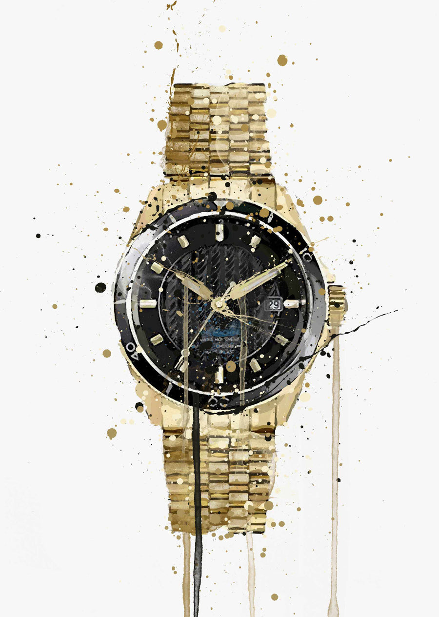 Wrist Watch Wall Art Print 'Antique Gold'