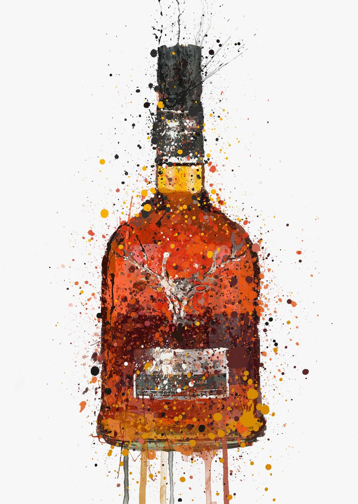 Whisky Bottle Wall Art Print 'Sienna'