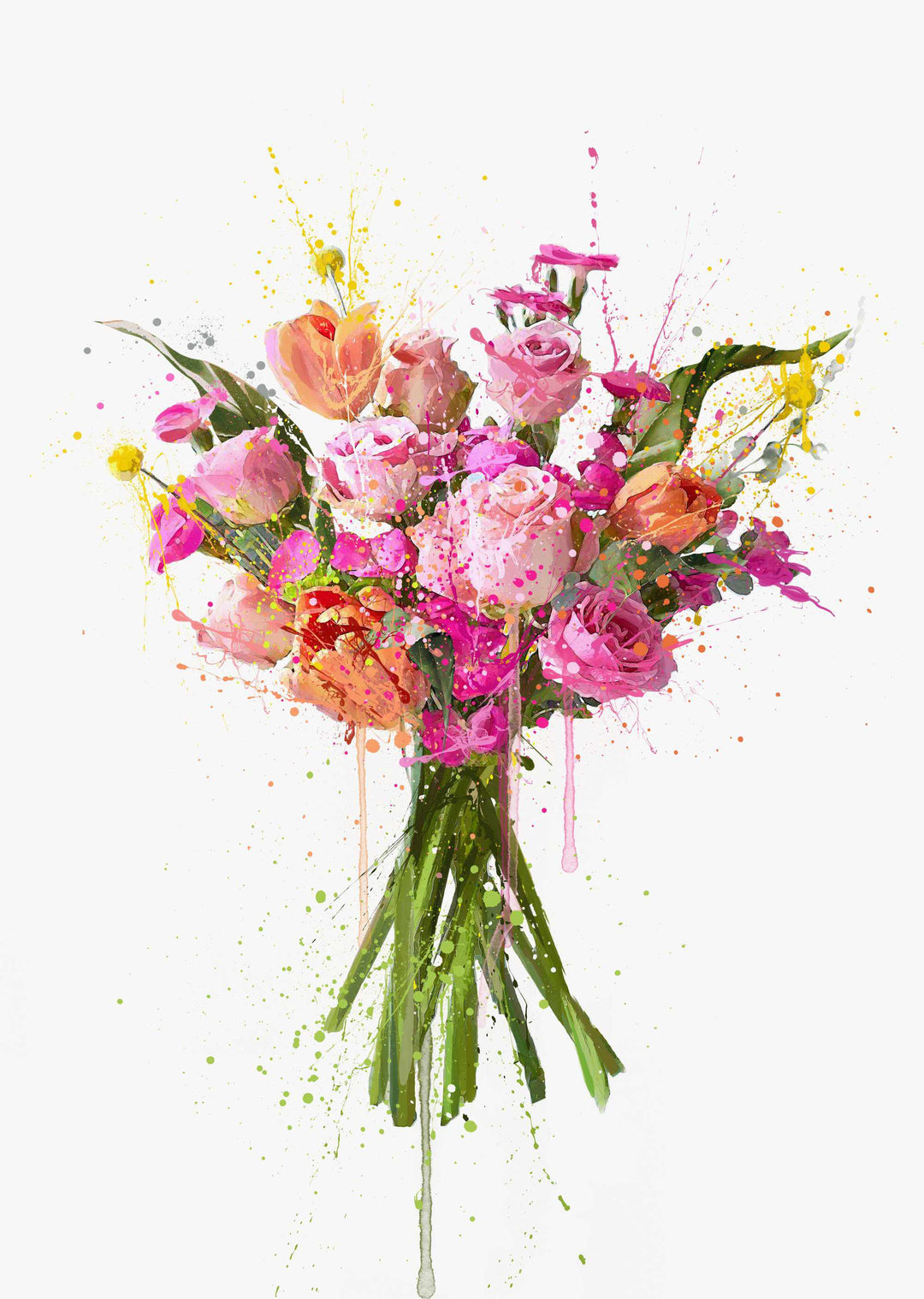 Flower Wall Art Print 'Electric Pink'