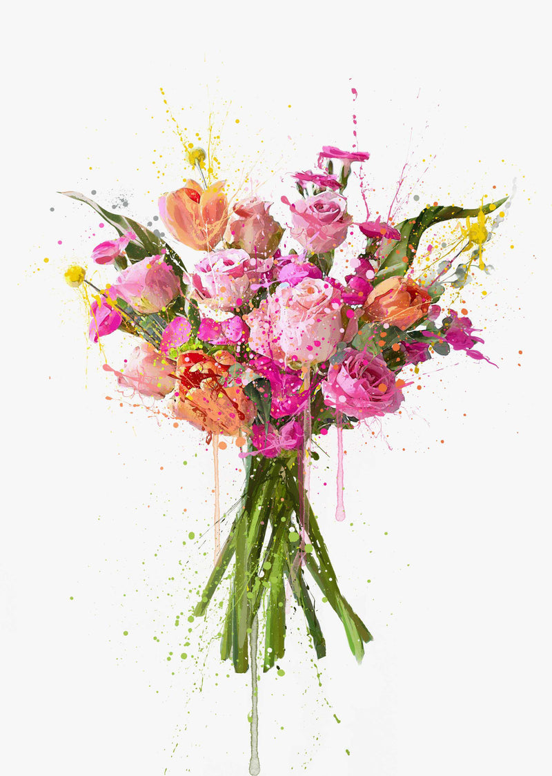 Flower Wall Art Print 'Electric Pink'