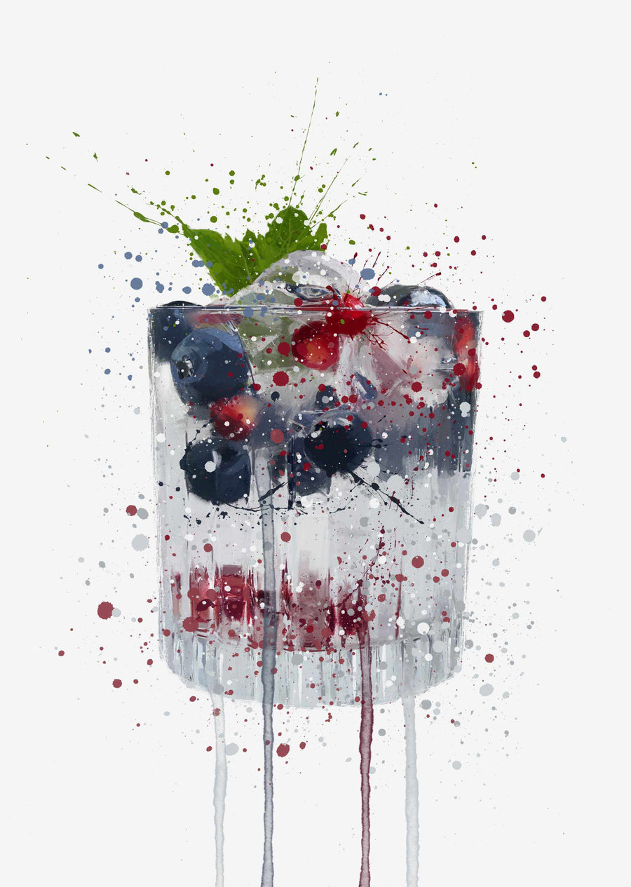 Gin Tonic 'Heidelbeere &amp; Granatapfel' Wandkunstdruck