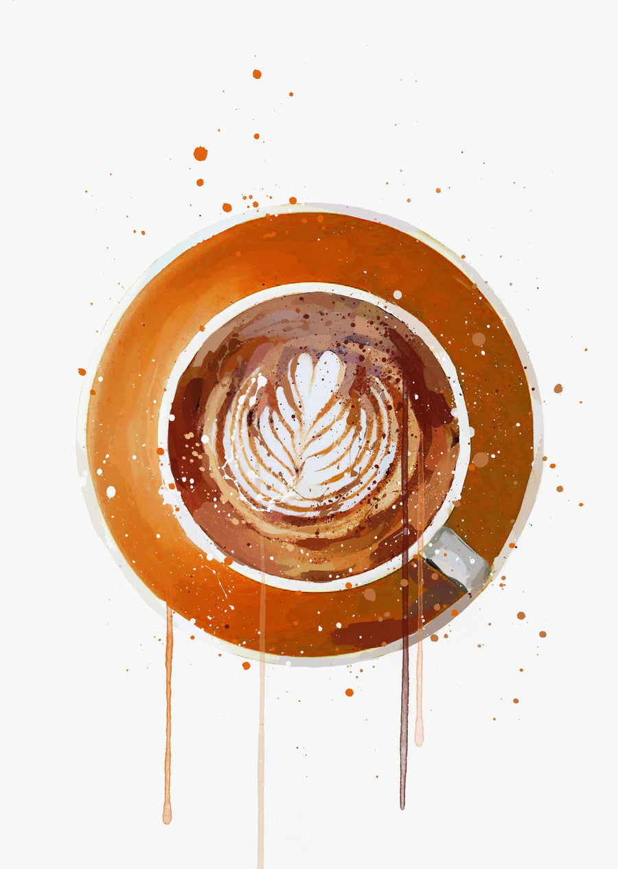 Kaffee Wandbild 'Flat White Orange'