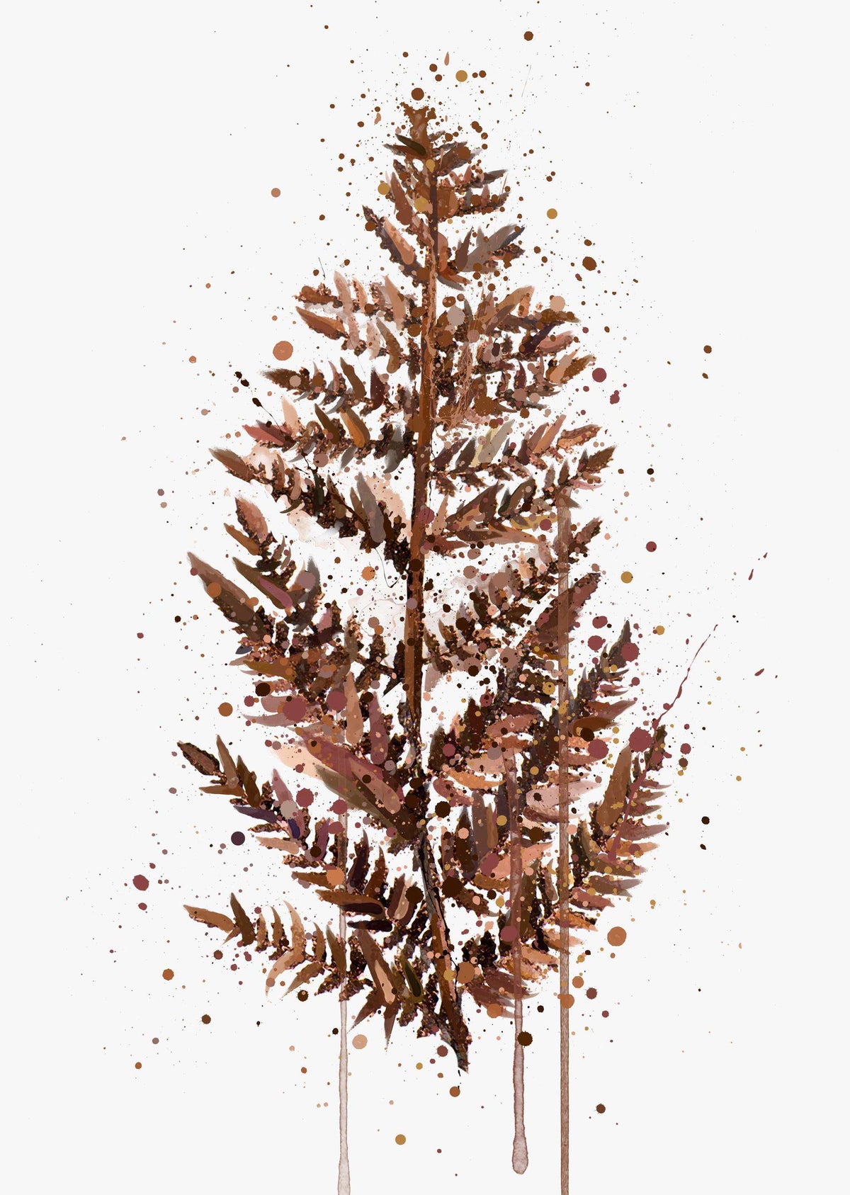 Fern Leaf Wall Art Print (Brown)