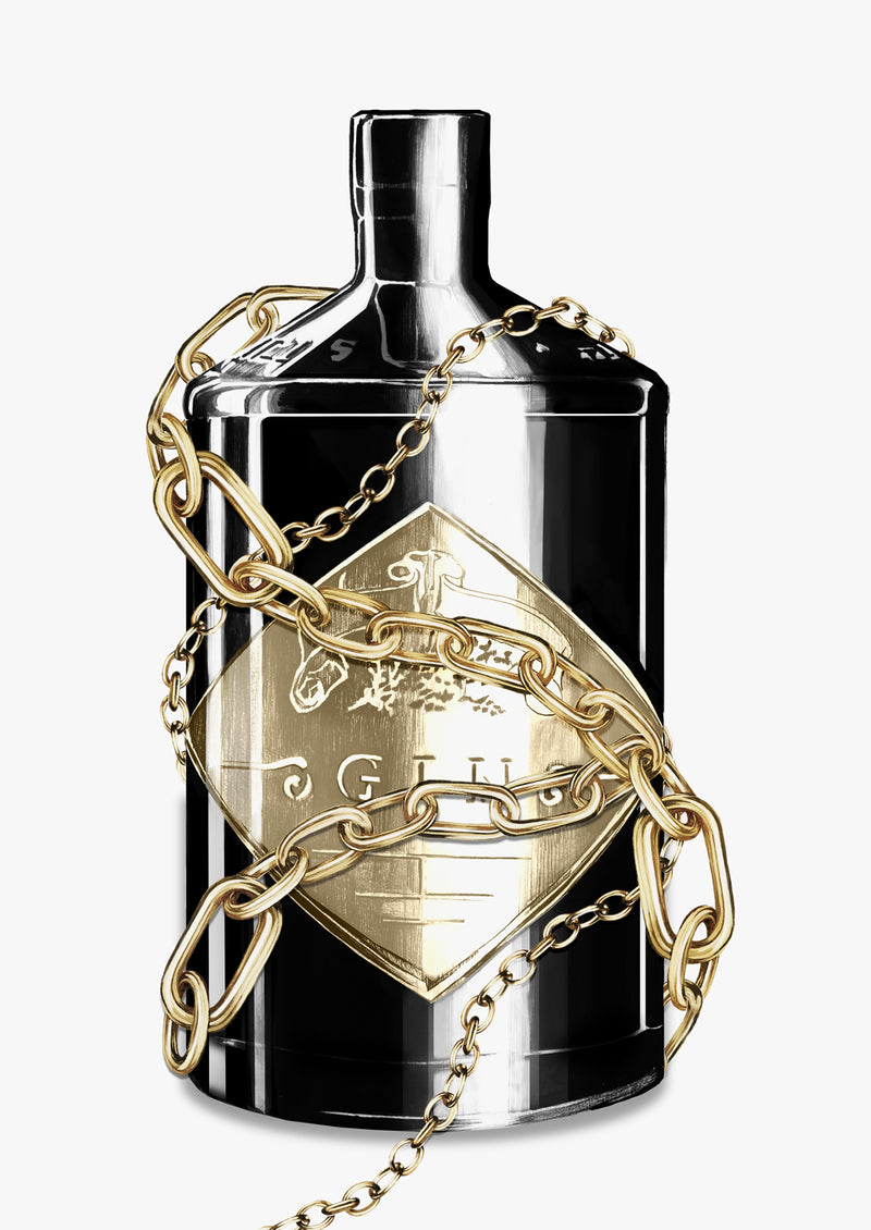 Gin Bottle Wall Art Print 'Baroque Bottle I'