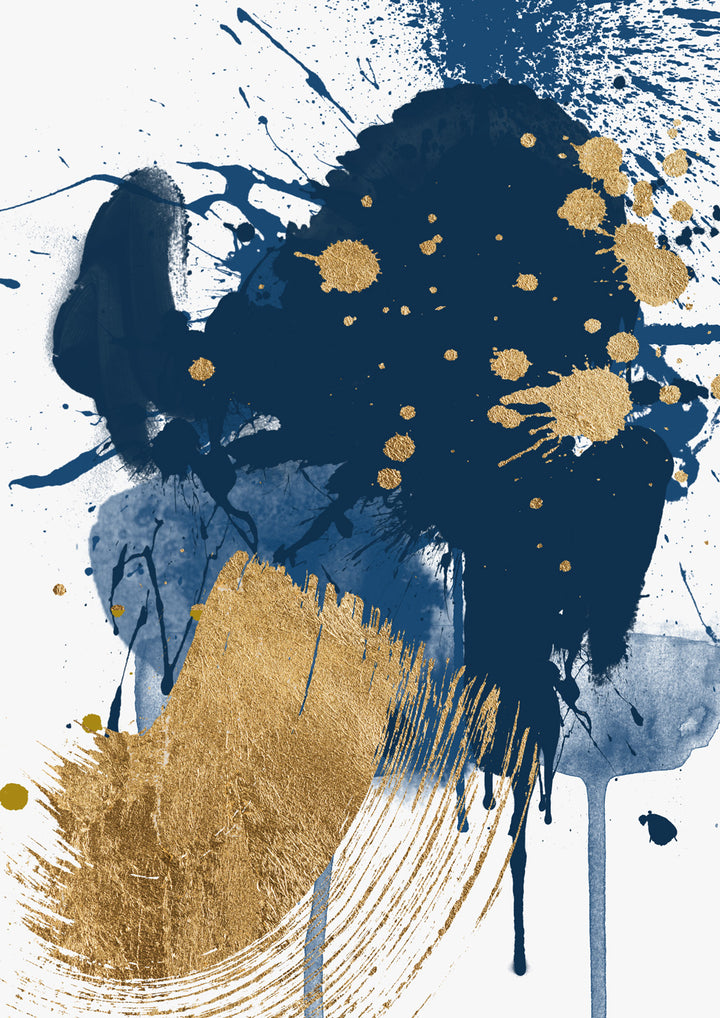 Large Blue and Gold Abstract Wall Art Print Ocean Galaxy', Modern Abstract, Large Abstract Artwork, Abstract Wall Decor