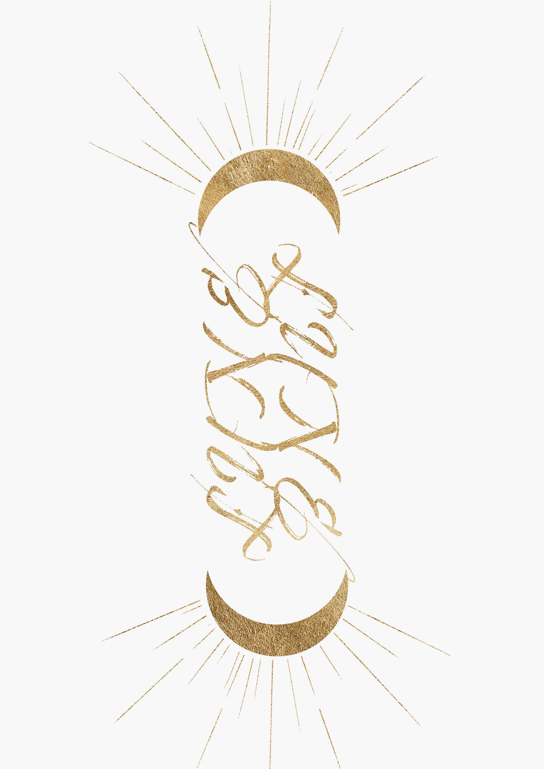 Renaissance Inspired Typography Calligraphy Ambigram Wall Art Print 'Luna'