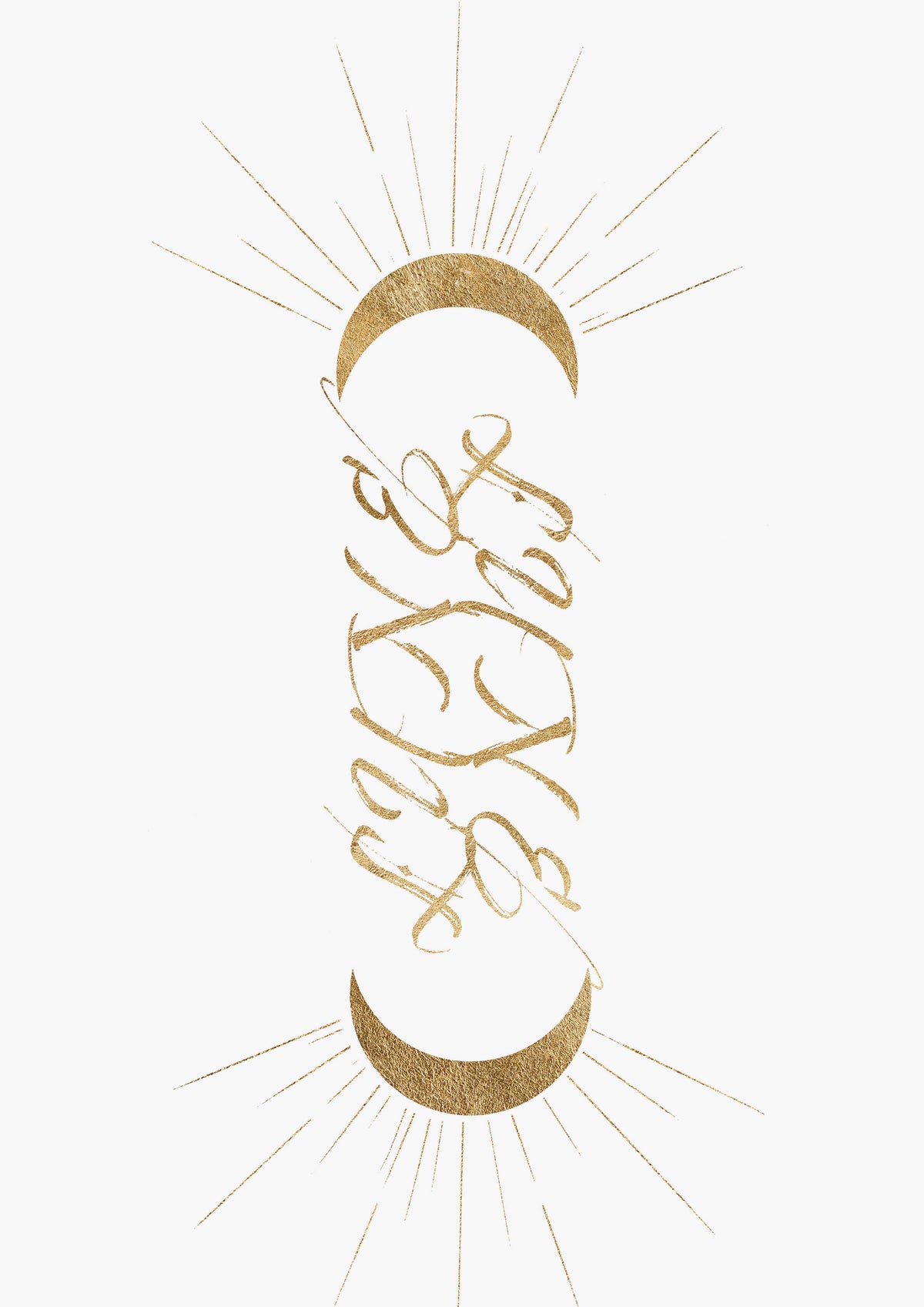 Renaissance Inspired Typography Calligraphy Ambigram Wall Art Print 'Luna'