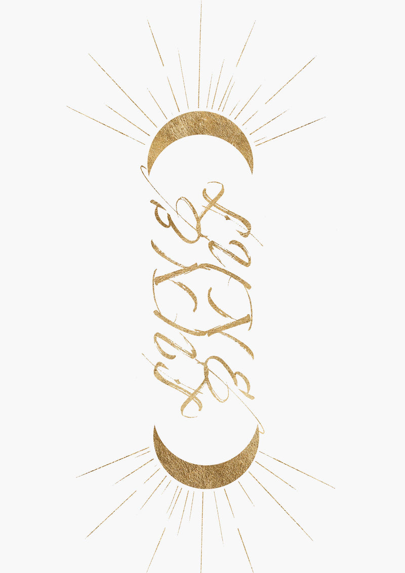 Renaissance Inspired Typography Calligraphy Ambigram Wall Art Print 'Luna'