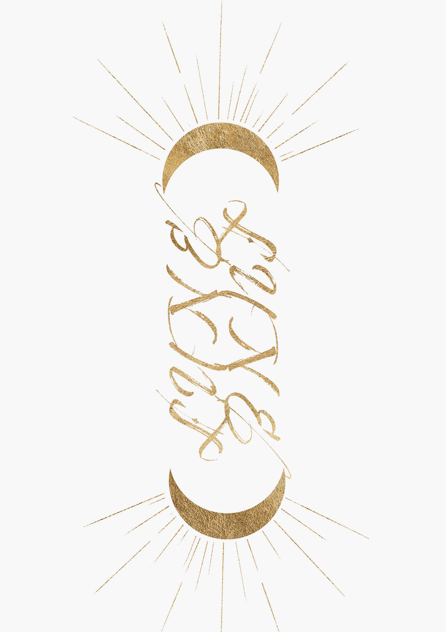 Renaissance Inspired Typography Calligraphy Ambigram Wall Art Print 'Luna'