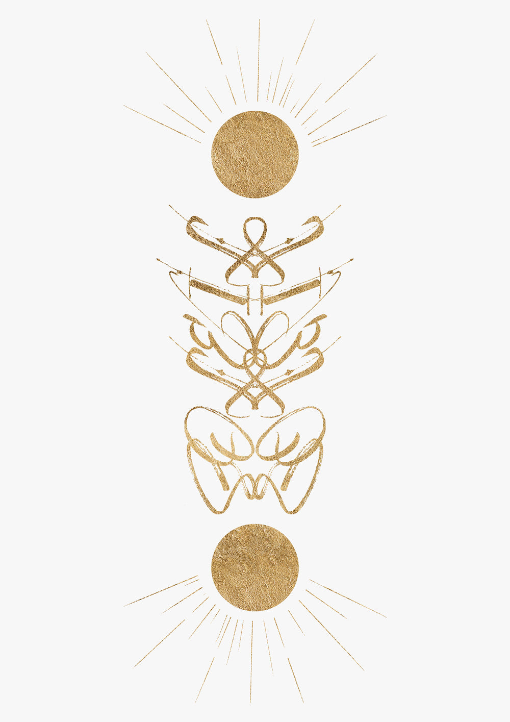 Renaissance Inspired Typographic Gold Calligraphy Wall Art Print 'Soliel'