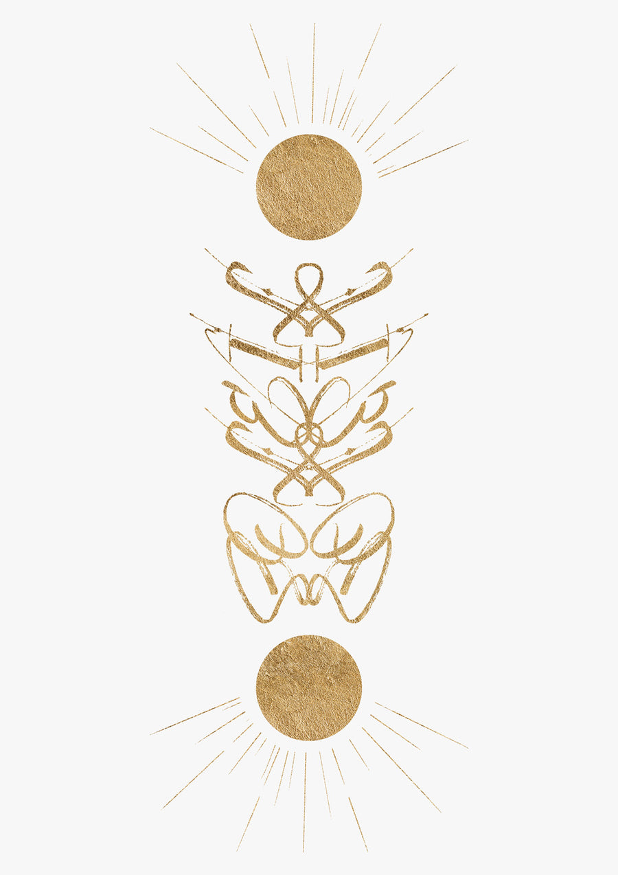 Renaissance Inspired Typographic Gold Calligraphy Wall Art Print 'Soliel'