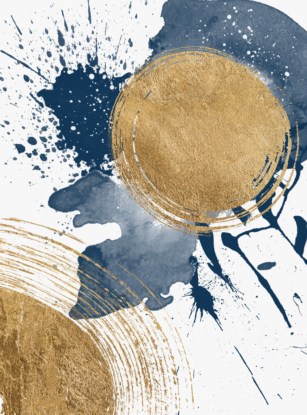 Großer abstrakter Wandkunstdruck Blau und Gold 'Ocean Moon', moderne abstrakte, große abstrakte Kunstwerke, abstrakte Wanddekoration