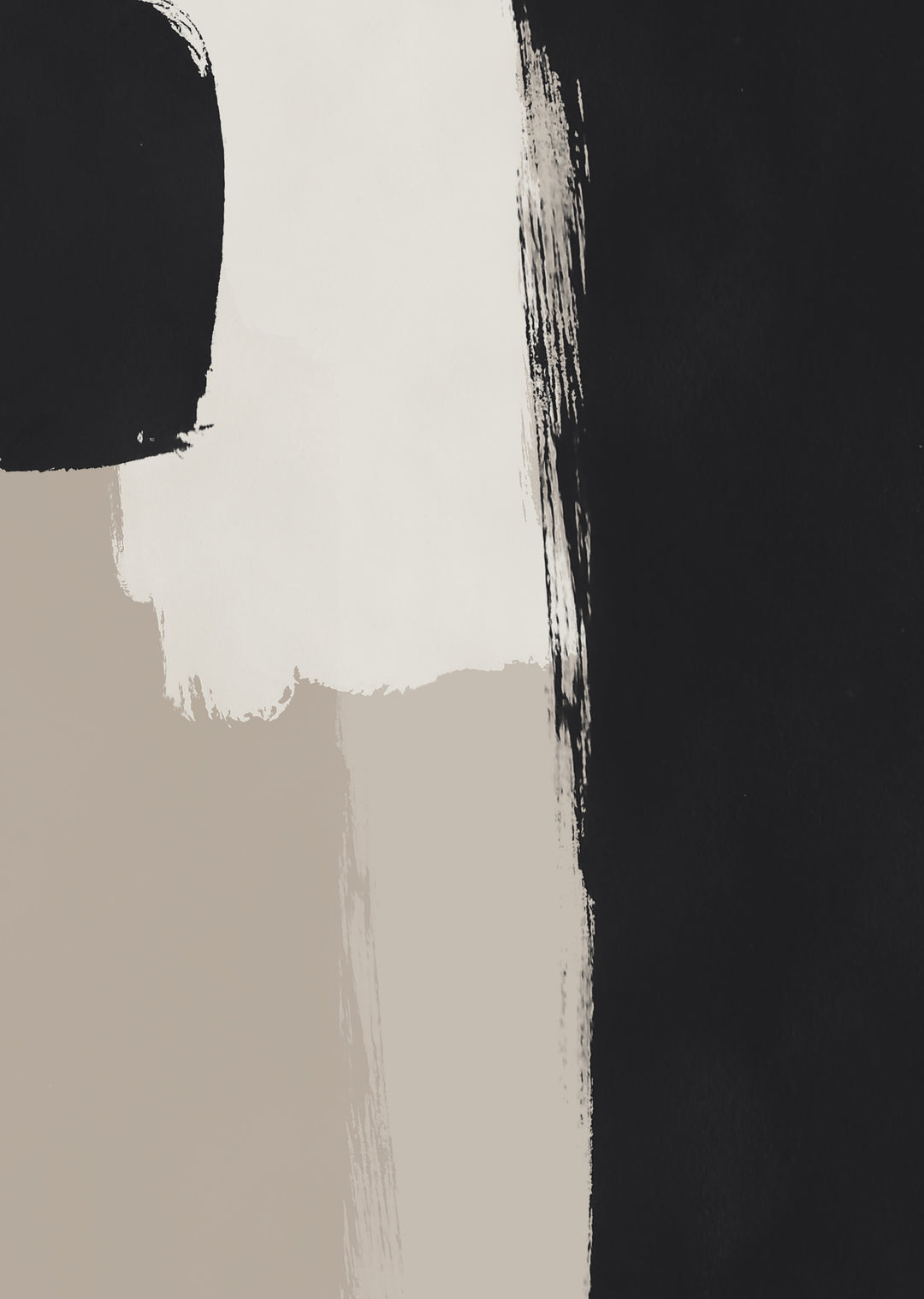 Large Black and Beige Abstract Wall Art Print