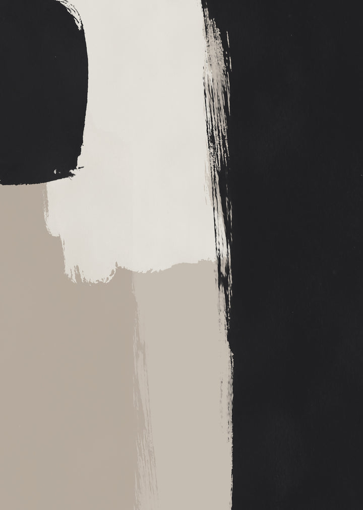 Large Black and Beige Abstract Wall Art Print