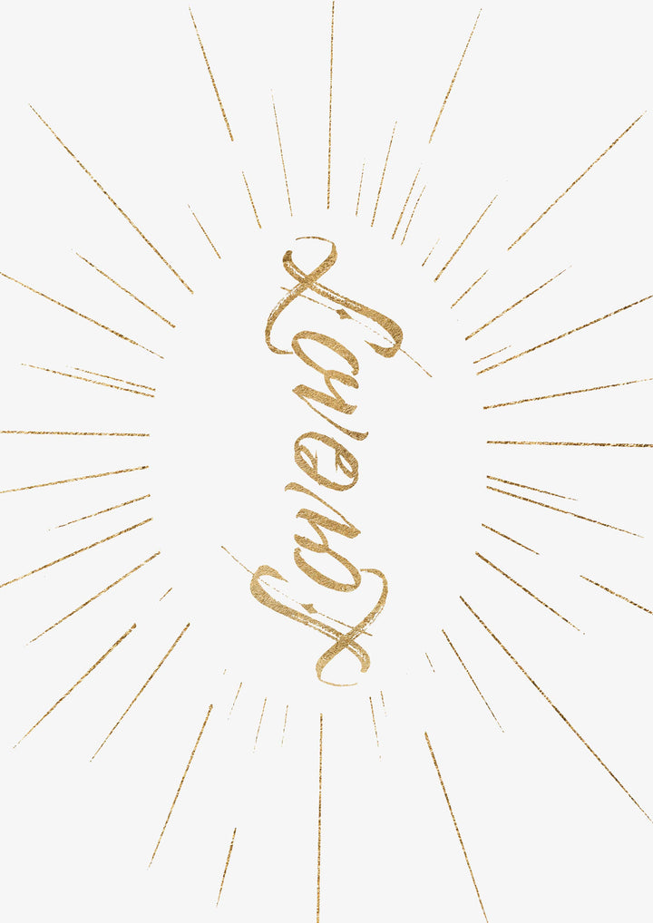 Renaissance Inspired Ambigram Gold Calligraphy Typography Artwork Wall Art Print 'Love'