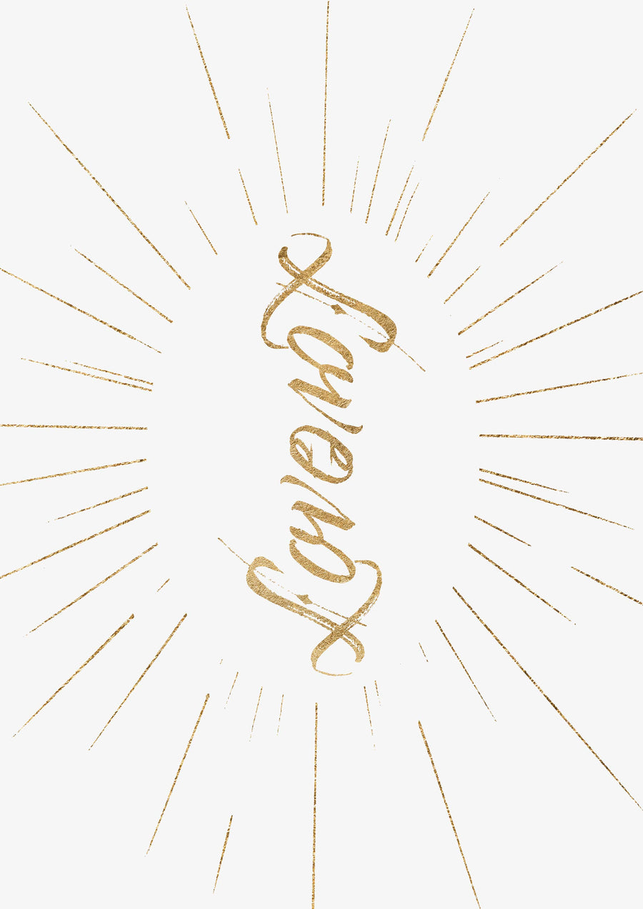Renaissance Inspired Ambigram Gold Calligraphy Typography Artwork Wall Art Print 'Love'