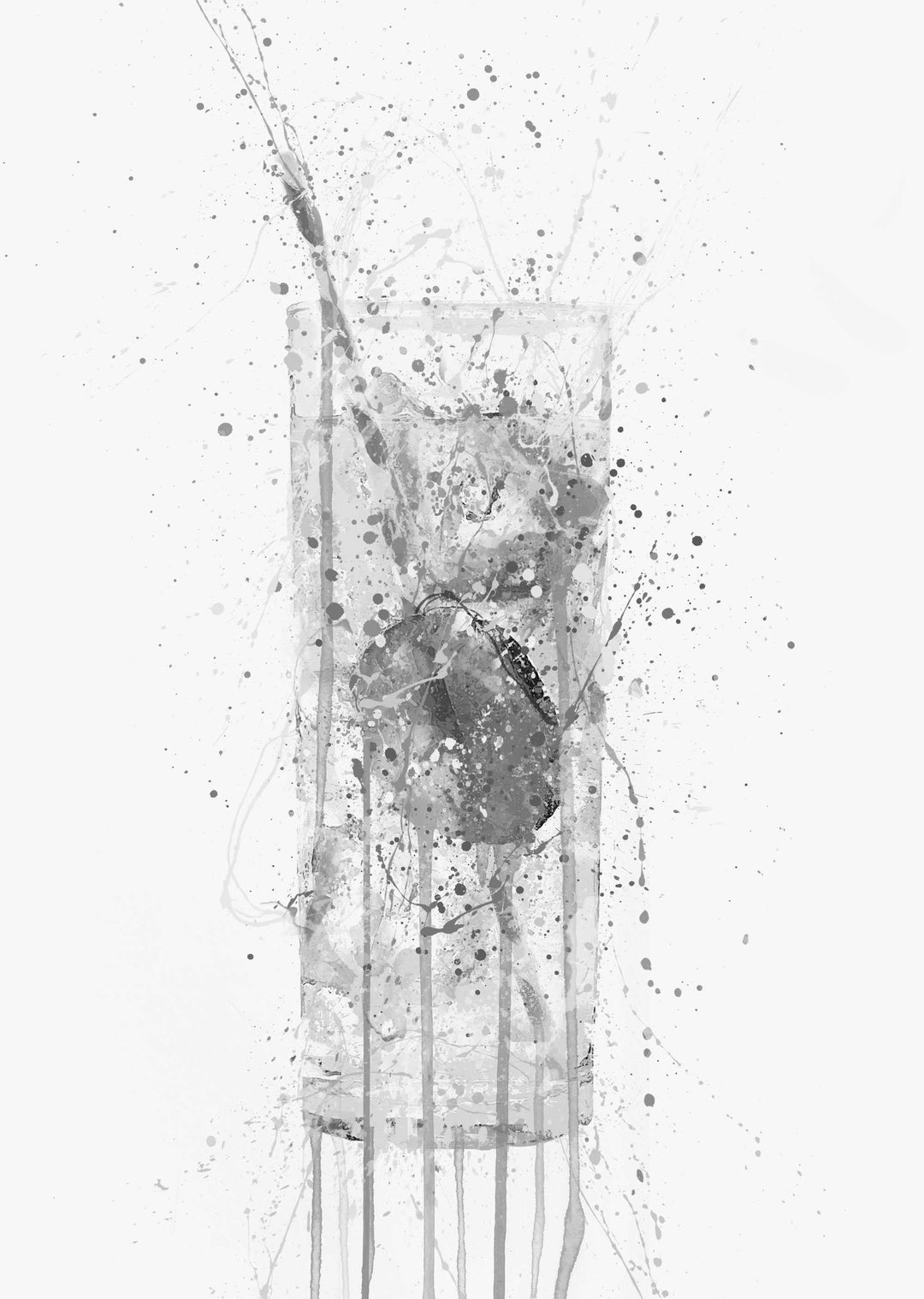 Gin & Tonic Glass Wall Art Print (Grey Edition)-We Love Prints